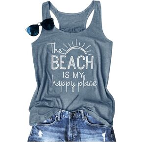 Bangely The Beach Is My Happy Place Tank Tops Women Summer Beach Tank Danceless Distaless Faction Shirt Camis