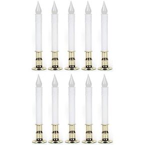 Darice 6204-02WW Battery Operated,Brass, White 8-1/2in LED Window Candle w/Timer - Quantity 10
