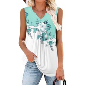 Bette Boutik Womensless Sleveless Tunics Henley قمصان V-Neck Button أسفل قمم الخزان بلوزة الطلاء الأساسي غير الرسمي
