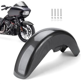 Wrap Front Fender Motorcycle Mudguard Fit For Harley Touring Electra Glide Road Glide Road King Street Glide Tri Glide Tour Glide Ultra Glide 2014-2023 Carbon Fiber Pattern ABS