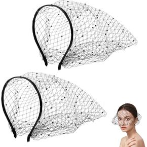 2PCS Black Veils for Women, Funeral Veil, 20th Century Charming Headpiece, Suitable for Many Occasions