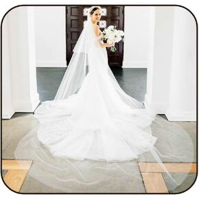 118’’ Long Wedding Veils for Bride 2 Tiers Cathedral Length Bridal Veil Soft Tulle Metal Comb Simple Wedding Veils