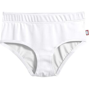 Red High-Waisted UPF 50+ Lined Swim Briefs for Girls by City Threads
