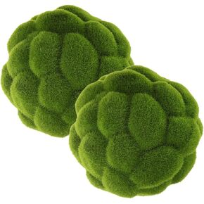 Cabilock 2pcs تقليد صخور الطحلب محاكاة كرات النبات الأخضر الزخرفية حديقة الخضراء توبيز توبو شجرة مغطاة كرة توبيرية لعرض النافذة ، زخرفة السقف ، منظر مركز التسوق ، 15 سم ، 15 سم