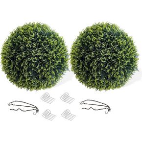 17 Inch Topiary Balls Artificial Outdoor Set of 2, Faux Topiary Balls for Home Decor