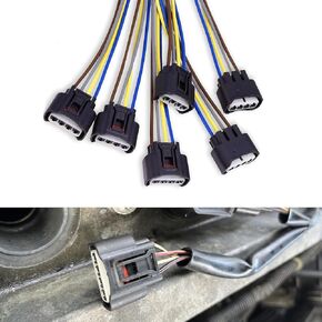 6 PCS Coil Coil Coil Connector ، 90080-19015 90919-02239 90980-11885 Low Tercension 4 Way Wiring Harness Socket ، Slip and Play Female Clop ، متوافق مع لكزس كامري كورولا ريز كامري (أسود)
