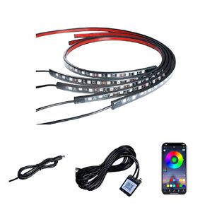Underglow Light Strip RGB - 4PCS Car Neon Lights Kit with 252 LEDs, Bluetooth APP Control, 8-Color RGB & Music Sync, Waterproof PVC Strips for Cars, Trucks, SUVs