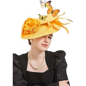 Gionforsy Fascinators Hat Flower Tea Party Hats for Women Feather Fascinator Hat for Wedding