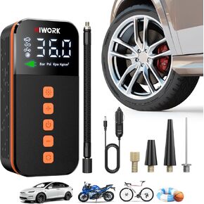 12V Air Compressor, Tire Inflator Portable Air Pump 150 PSI 12V DC Electric Inflator for Car Tires Bikes Balls Balloons and Other Inflatables with Digital Gauge and SOS Light