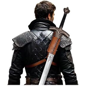 Joukavor Sword Back Holster Medieval Sword Sheath Back Strap Leather Back Scabbard Sword Holder
