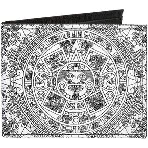 Buckle-Down Men's Standard Canvas Bifold Wallet Aztec Calendar, 4.0" x 3.5"