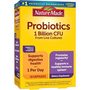 Nature Made Probiotic Capsules 1 Billion CFU from Live Cultures, Probiotics for Women and Men for Immune & Digestive Support, 30 Capsules, 30 Day Supply