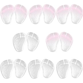 Gel Pads for Thong Sandals Toe Protectors, 8 Pairs Forefoot Cushion Inserts Flip Flop Pads Foot Pads Non Slip Shoe Cushion for Metatarsal Support and Pain Relief (Clear)