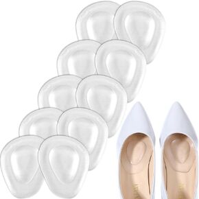 10Pcs Clear Metatarsal Foot Pads for Women, Self Adhesive Women Metatarsal Pads, Ball of Foot Cushions for Heel, Gel Footpad for Ball of Feet Forefoot Supports Cushion Pain Relief