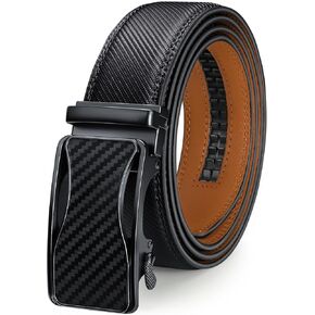 Mens Belt Leather Ratchet Belt For Dress Casual with Adjustable Automatic Buckle 1 3/8"