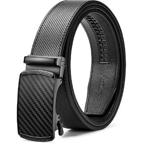 حزام رجالي ، أحزمة السقاطة للرجال الجلود 1 3/8 '' قابلة للتعديل لللباس الجينز A-Black 32 "إلى 38" الخصر قابل للتعديل