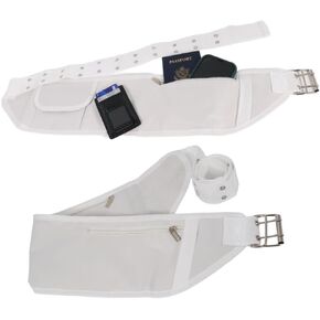 Ultimate Ahram Ihram Belt for Hajj & Umrah – Premium Adjustable Design with Phone Holder, Safe Zipper Pockets & Anti-Slip, Fits Up to 50" Waist, White