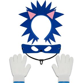 3PCS Hedgehog Costume Headband Ears with Eye Mask Gloves, Hedgehog Stuff Gifts Merch Cosplay Accessories for Birthday Party Supplies Favors Decorations