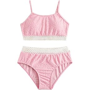 Girl's 2 Piece High Waisted Swimsuit Floral Boho Bathing Suit Wireless Full Coverage Bikini Sets