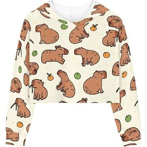 Cozeyat Girls Long Sleeves Hoodies,Softy Crop Tops Pullover for Kids Teens Sweatshirts,5-14 Years