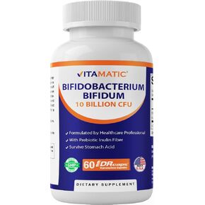 Vitamatic Bifidobacterium Bifidum - 10 Billion per DR Capsule - 60 Count - Digestive Support - Made with Prebiotic Inulin Fiber