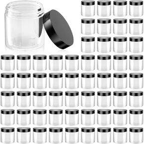 60 Pack 4 Oz Clear Travel Size Containers with Lids, Leak Proof Makeup Travel Containers BPA Free Cosmetic Slime Jars for Lotion, Cream, Body Butter, Makeup, Ointments