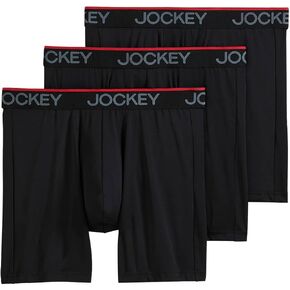 Jockey Men's Underwear Chafe Proof Pouch Microfiber 6" Boxer Brief - 3 Pack