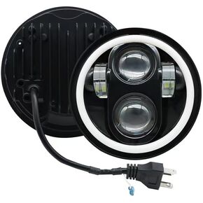 5.75" Round LED Headlight for Motorcycle, Compatible with Harley Sportster Dyna Low Rider Street Bob lron 883 1200 Softail Wide Glide Triple Headlamp