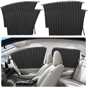 4 Pcs Car Side Window Sun Shades - Car Magnetic Track Blinds Curtains, Car Window Curtains, Car Summer Sunshade Accessories, Protecting Infant Sleep Privacy Sun Shades（Black）