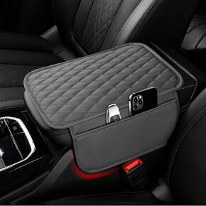 Ouzorp Car Center Console Cover, Upgraded Microfiber Leather Car Arm Rest Cover with 2 Storage Bags, Universal Armrest Cover for Car Storage Box Car Interior Accessories Protector for Most Vehicle