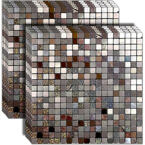 10 Sheets Peel and Stick Backsplash Tile, Self-Adhesive Mosaic Tile, Stick on Kitchen, Bathroom Vanities, Fireplace Décor, Laundry Table (Mixed Colors-1) (10, Mixed Colors-2)