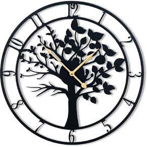 20inch/50cm Large Round Wall Clock for Living Room Decor Modern Battery Operated Silent Non Ticking Big Black Clocks for Home Farmhouse Office Cafe Decoration(Iron Roman Numerals, 20 inches)