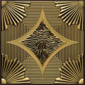 201ag-24x24-50 Sunset Boulevard PVC 2' x 2' Lay-in or Glue-up Ceiling Tile (Covers / 200 sq.ft), Antique Gold, 50