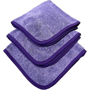 Mister Twister -Exterior Microfiber Towels,16x16 inches, 70/30 Premium Korean Microfiber, for Sealants, Wax Removal, Glass, Water-Less & Rinsleless Wash, 600 GSM, Purple, (3 Pack)
