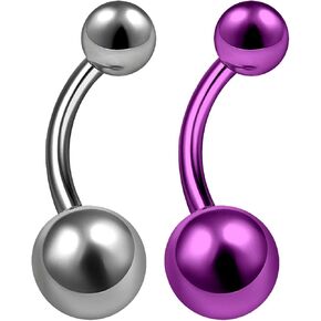 2PCS Titanium Belly Button Rings 14g 5mm and 8mm Ball Earrings Piercing Jewelry Pick Size and Color