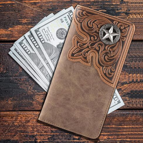 Montana West Western Wallet for Men Long Bifold Wallet with Card Slots RFID Blocking Cowboy Vintage Checkbook Wallet Gift for Men in Saudi Arabia