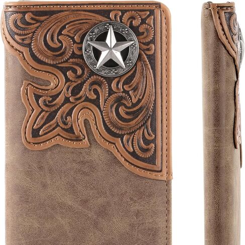 Montana West Western Wallet for Men Long Bifold Wallet with Card Slots RFID Blocking Cowboy Vintage Checkbook Wallet Gift for Men in Saudi Arabia