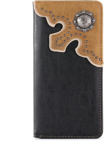 Montana West Western Wallet for Men Long Bifold Wallet with Card Slots RFID Blocking Cowboy Vintage Checkbook Wallet Gift for Men in Saudi Arabia