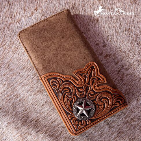 Montana West Western Wallet for Men Long Bifold Wallet with Card Slots RFID Blocking Cowboy Vintage Checkbook Wallet Gift for Men in Saudi Arabia