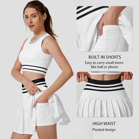 Women's Pleated Tennis Skirt with Built-in Shorts - High Waist Athletic Skirt for Tennis, Golf & Casual Wear in Saudi Arabia