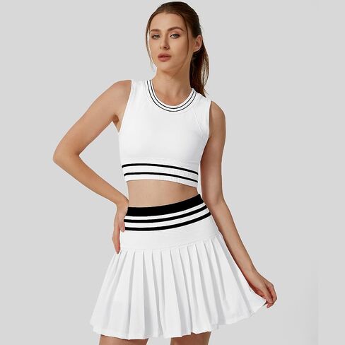 Women's Pleated Tennis Skirt with Built-in Shorts - High Waist Athletic Skirt for Tennis, Golf & Casual Wear in Saudi Arabia