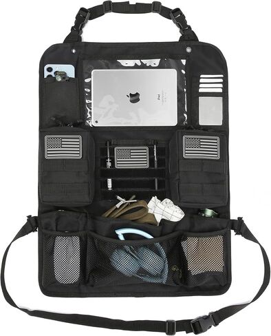 Tactical Car Seat Back Organizer Upgraded Tactical Molle Seatback Cover Protector Universal Fit Vehicles Truck MPV Pickup (Black) in Saudi Arabia