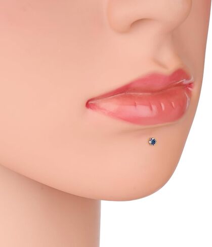 Demira Gorgeous & Sparkling Blue Sapphire Nose Stud in 14K White Gold Nose Ring Stud Internally Threaded 6MM Screw Back Sizes in Kuwait