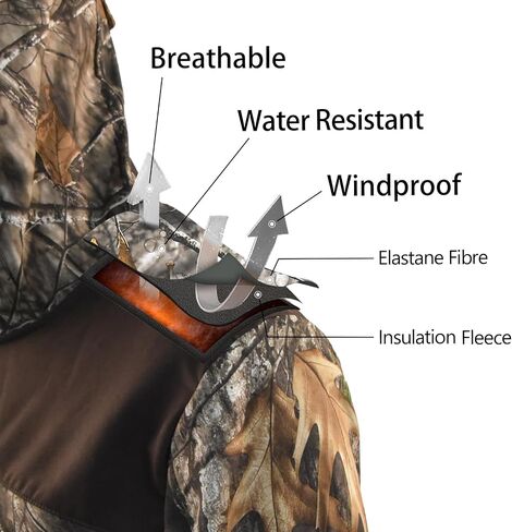 Loogu Mens Camo Jacket Hunting Flued Softshell Fleece معطف المشي لمسافات طويلة في الهواء الطلق in Kuwait
