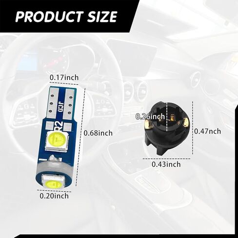 74 Led Bulb Dash Lights Super Bright, T5 37 74 LED Bulb with Twist Lock Socket PC74 PC37,Dashboard Lights, Instrument Cluster Bulbs Kits,Pack of 20 (White) in Kuwait