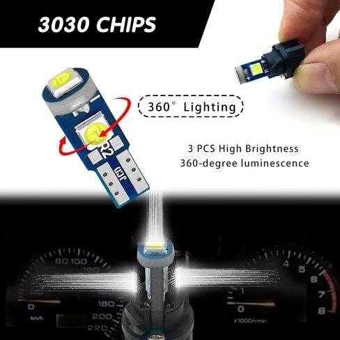 74 Led Bulb Dash Lights Super Bright, T5 37 74 LED Bulb with Twist Lock Socket PC74 PC37,Dashboard Lights, Instrument Cluster Bulbs Kits,Pack of 20 (White) in Kuwait