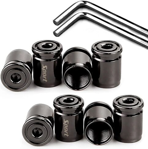 Dsycar 8 Pack Locking Tire Valve Caps, Anti Theft Design, with O Rubber Ring, Universal Aluminum Tire Valve Stem Caps for Cars, SUVs, Bike, Trucks, Motorcycles, Lock Tight Fit (Black) in Saudi Arabia