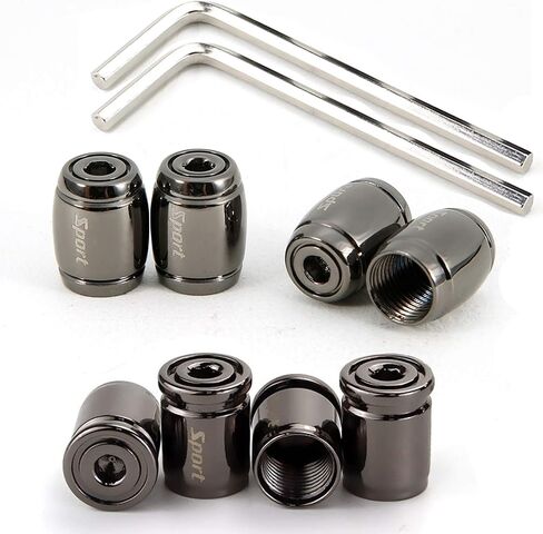 Dsycar 8 Pack Locking Tire Valve Caps, Anti Theft Design, with O Rubber Ring, Universal Aluminum Tire Valve Stem Caps for Cars, SUVs, Bike, Trucks, Motorcycles, Lock Tight Fit (Black) in Saudi Arabia