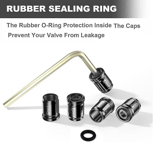 Dsycar 8 Pack Locking Tire Valve Caps, Anti Theft Design, with O Rubber Ring, Universal Aluminum Tire Valve Stem Caps for Cars, SUVs, Bike, Trucks, Motorcycles, Lock Tight Fit (Black) in Saudi Arabia