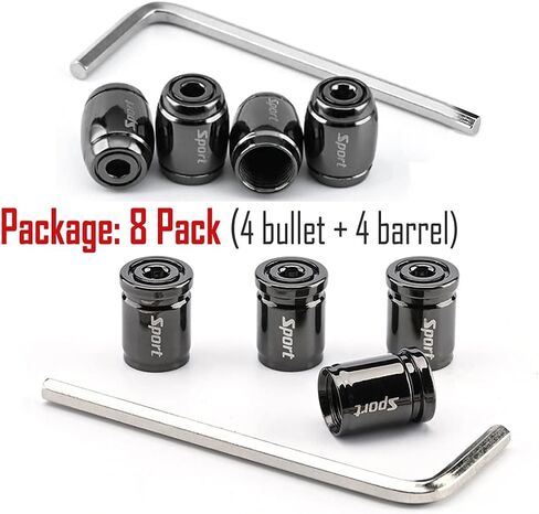 Dsycar 8 Pack Locking Tire Valve Caps, Anti Theft Design, with O Rubber Ring, Universal Aluminum Tire Valve Stem Caps for Cars, SUVs, Bike, Trucks, Motorcycles, Lock Tight Fit (Black) in Saudi Arabia